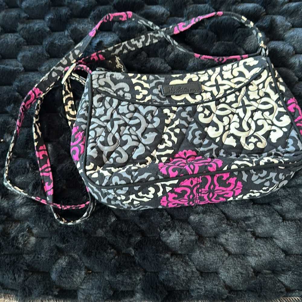 Vera Bradley Black and Pink Patterned Crossbody Women's Bag - Picture 10 of 16
